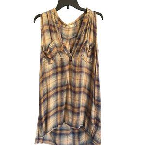 True Blu Women's Sleeveless Plaid Blouse With Pockets Size S NWOT